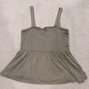 Adorable size large olive green AEO strappy tank with smocked top